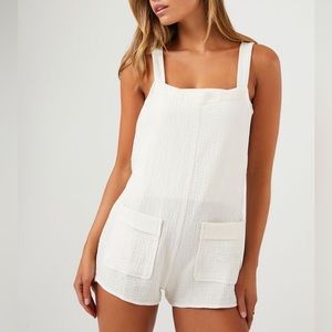 Gauze Plunge-Back Lounge Romper